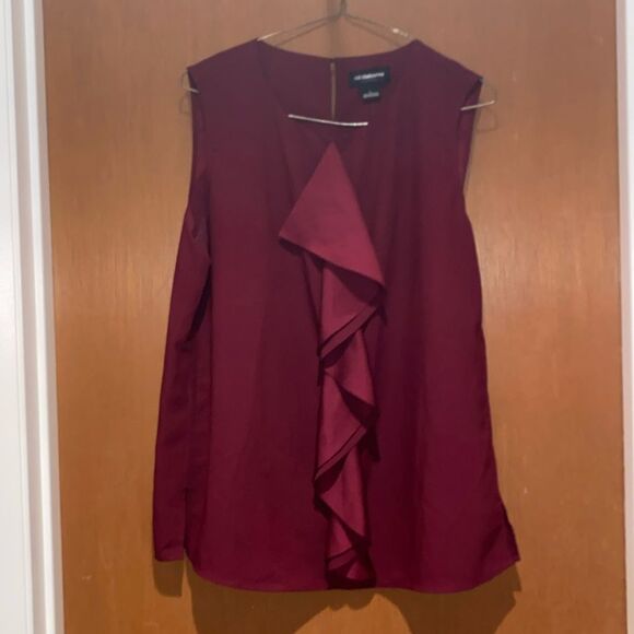 Liz Claiborne career sleeveless blouse size L color burgundy wine - Picture 1 of 8